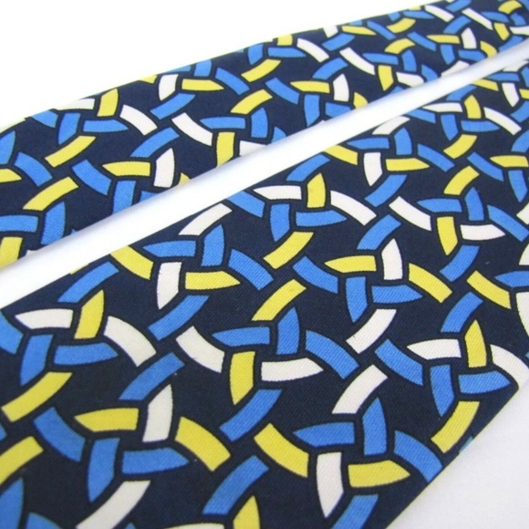 TURNBULL & ASSER Tie Blue Yellow Geometric Necktie - Picture 6 of 6